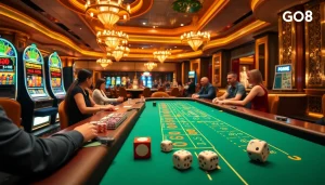 Players enjoying intense moments at the GO8 casino with vibrant tables and engaging games.
