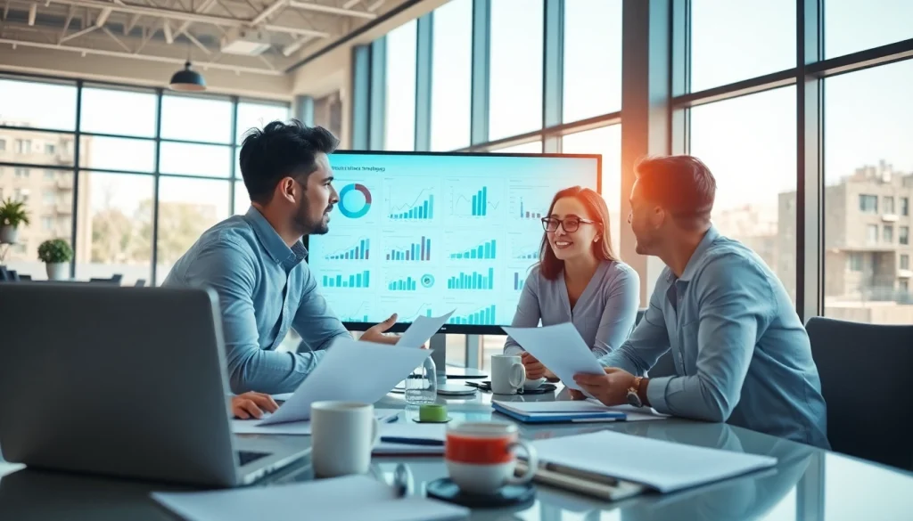 Engaging discussion on growth strategy trends with a focused business team.