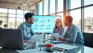 Engaging discussion on growth strategy trends with a focused business team.