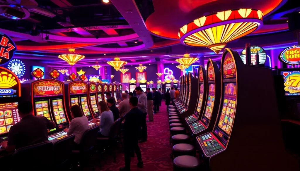 Suasana seru para pemain di kasino yang fokus pada deposit pulsa tanpa potongan untuk permainan yang mendebarkan.