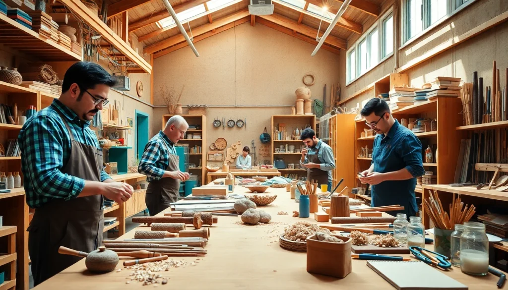 Visual representation of craft training programs featuring artisans engaging in hands-on activities.