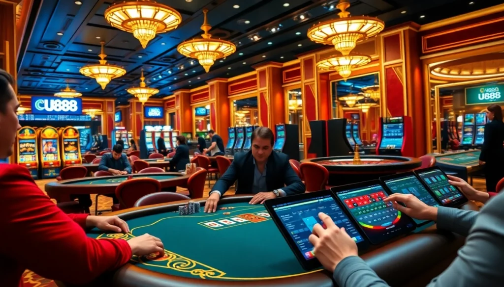 Experience U888’s thrilling casino games with vibrant tables and lively poker action.