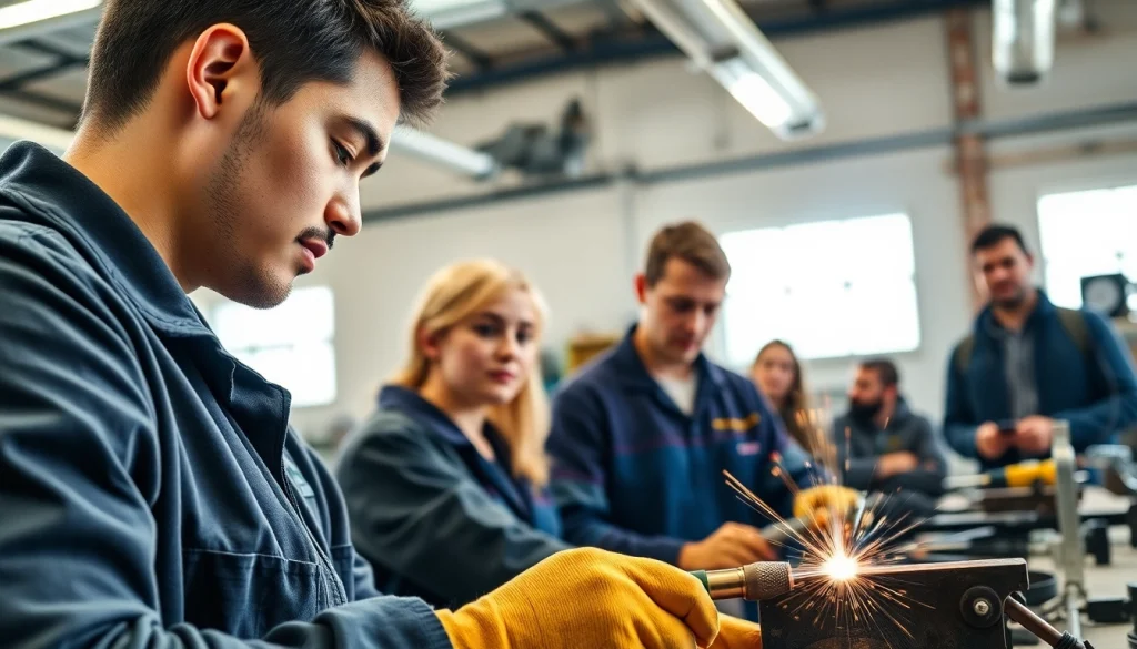 Students actively participating in hands-on learning at an abc trade school