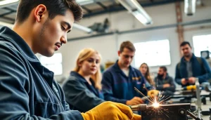 Students actively participating in hands-on learning at an abc trade school