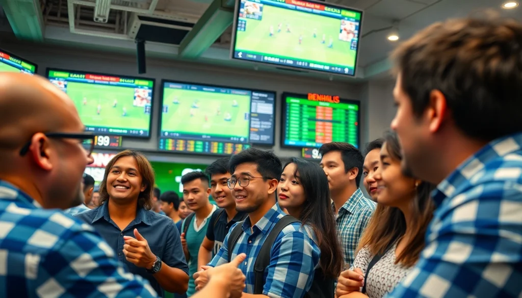 Kèo nhà cái live betting event showcasing enthusiastic bettors engaged with real-time sports updates.